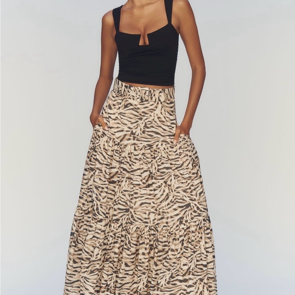 Anthropologie Hutch Belted Tiered Maxi Skirt Size XS New with Tags